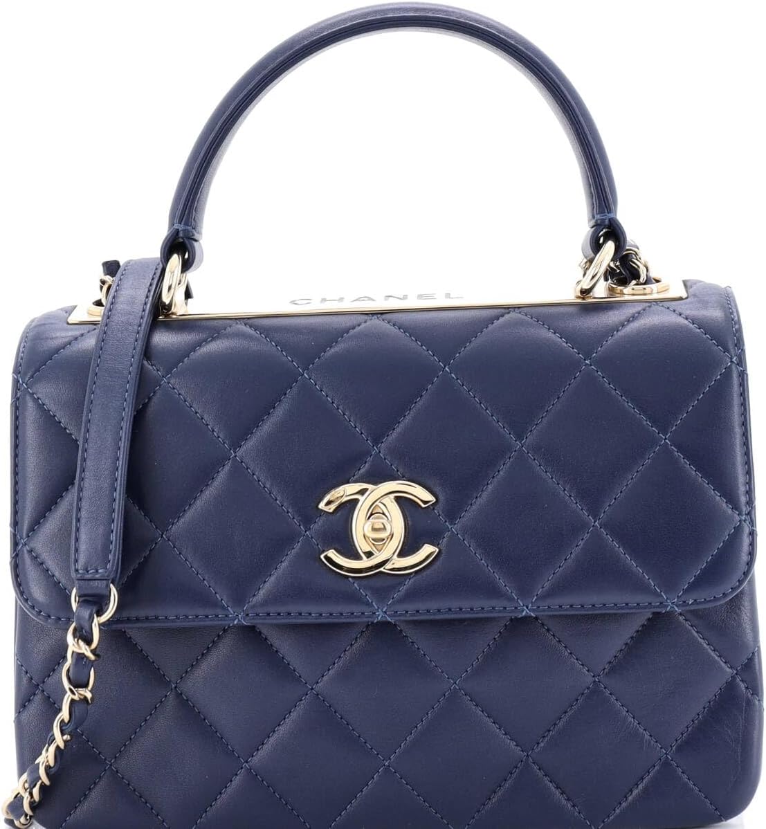 Chanel, Trendy CC Top Handle Bag Quilted Lambskin Small, Blue