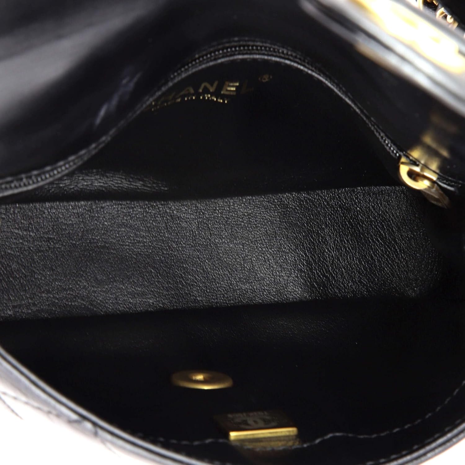 Chanel, Coco CC Plaques Top Handle Flap Bag Quilted Lambskin Mini, Black