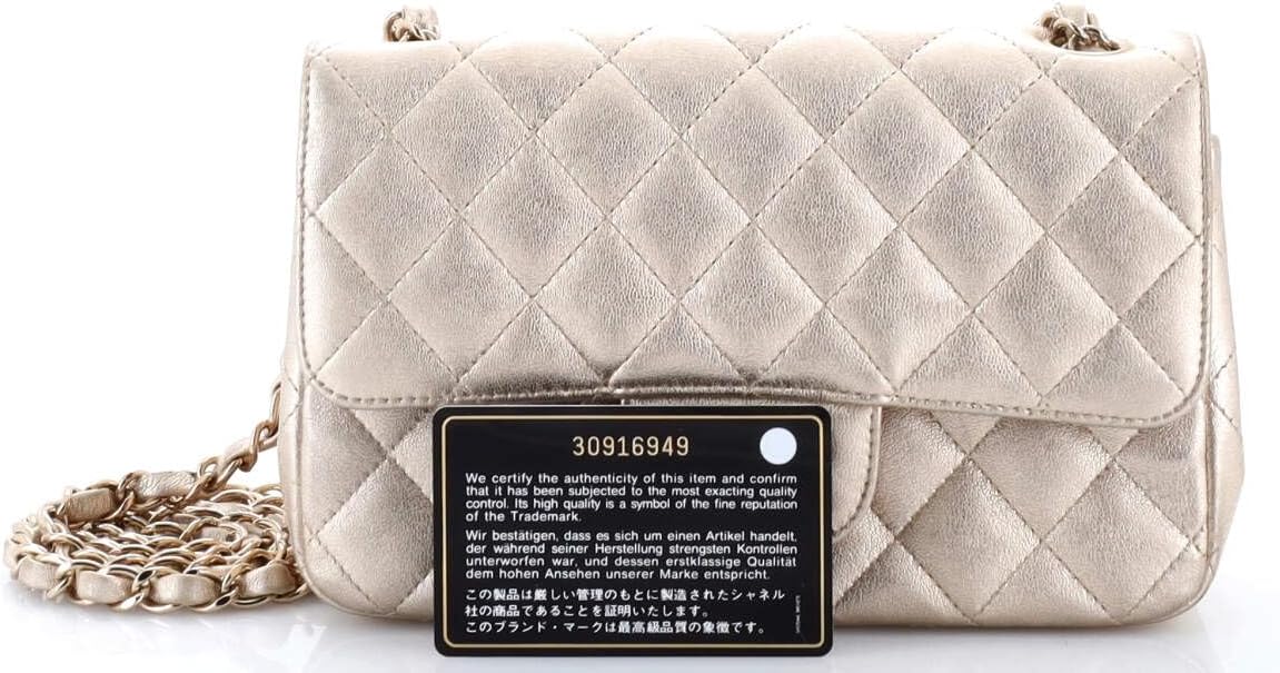 Chanel, Classic Single Flap Bag Quilted Metallic Lambskin Mini, Gold