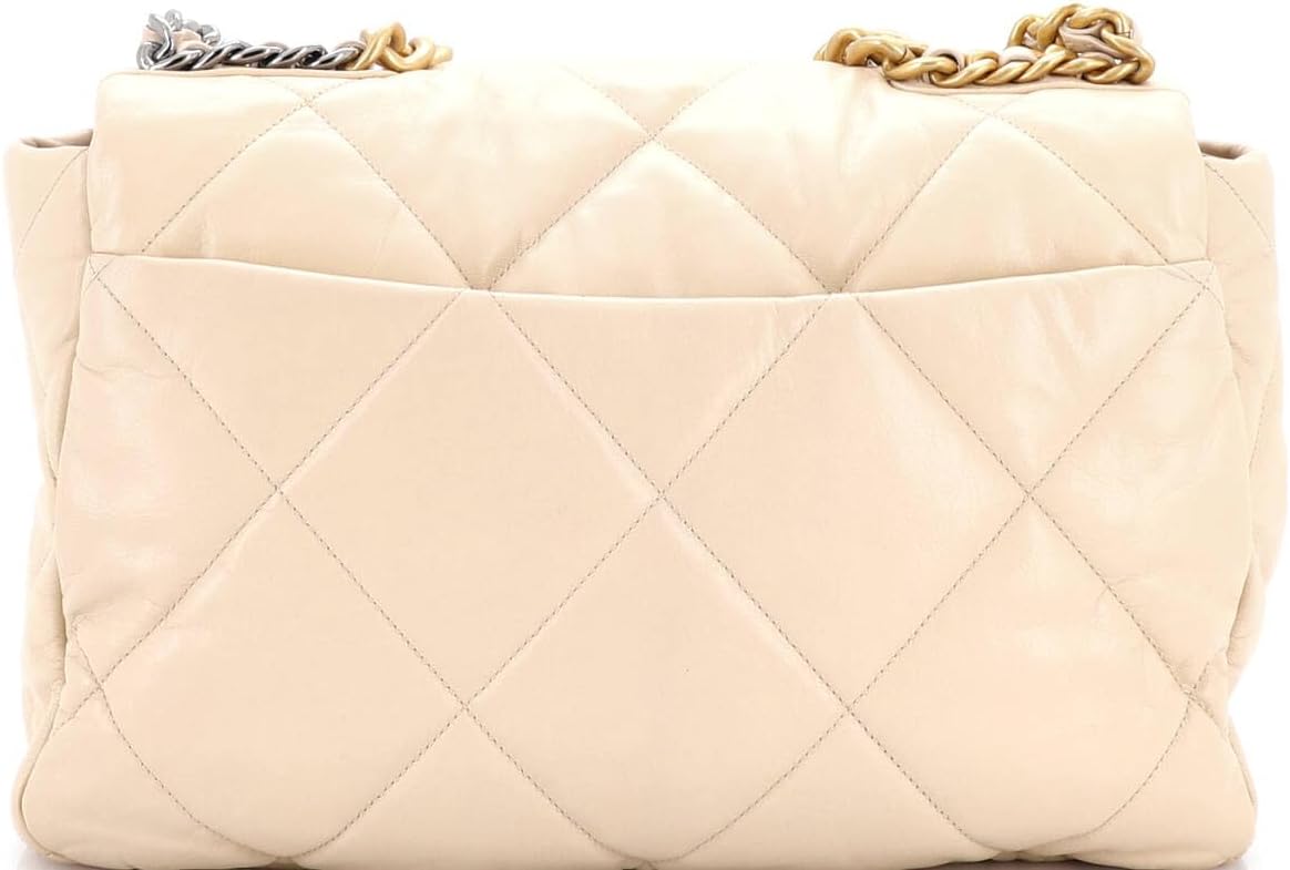 Chanel, 19 Flap Bag Quilted Leather Maxi, Neutral