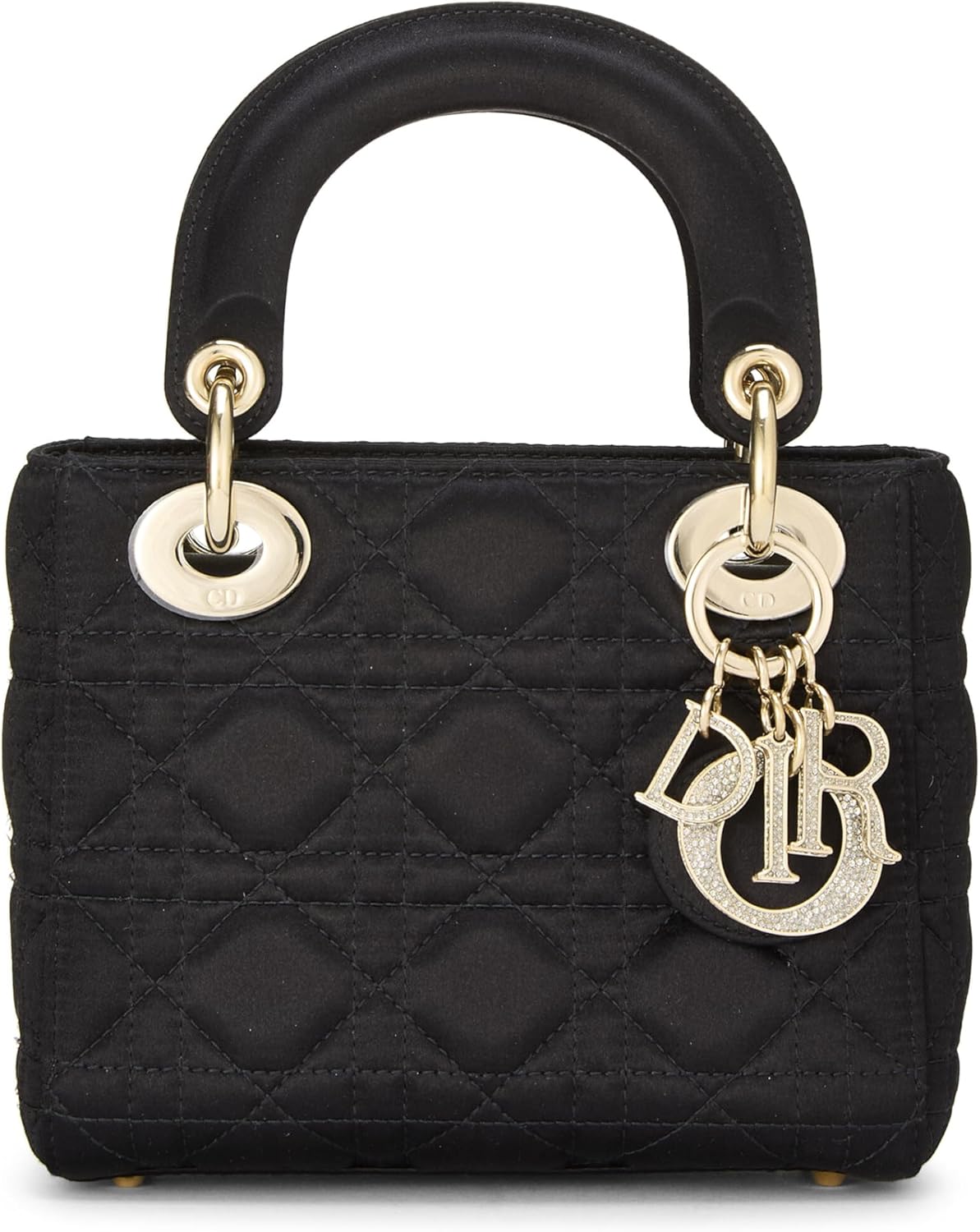 Christian Dior, Black Cannage Satin Lady Dior Mini, Black