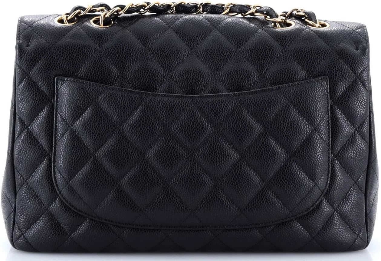 Chanel, Classic Single Flap Bag Quilted Caviar Jumbo, Black
