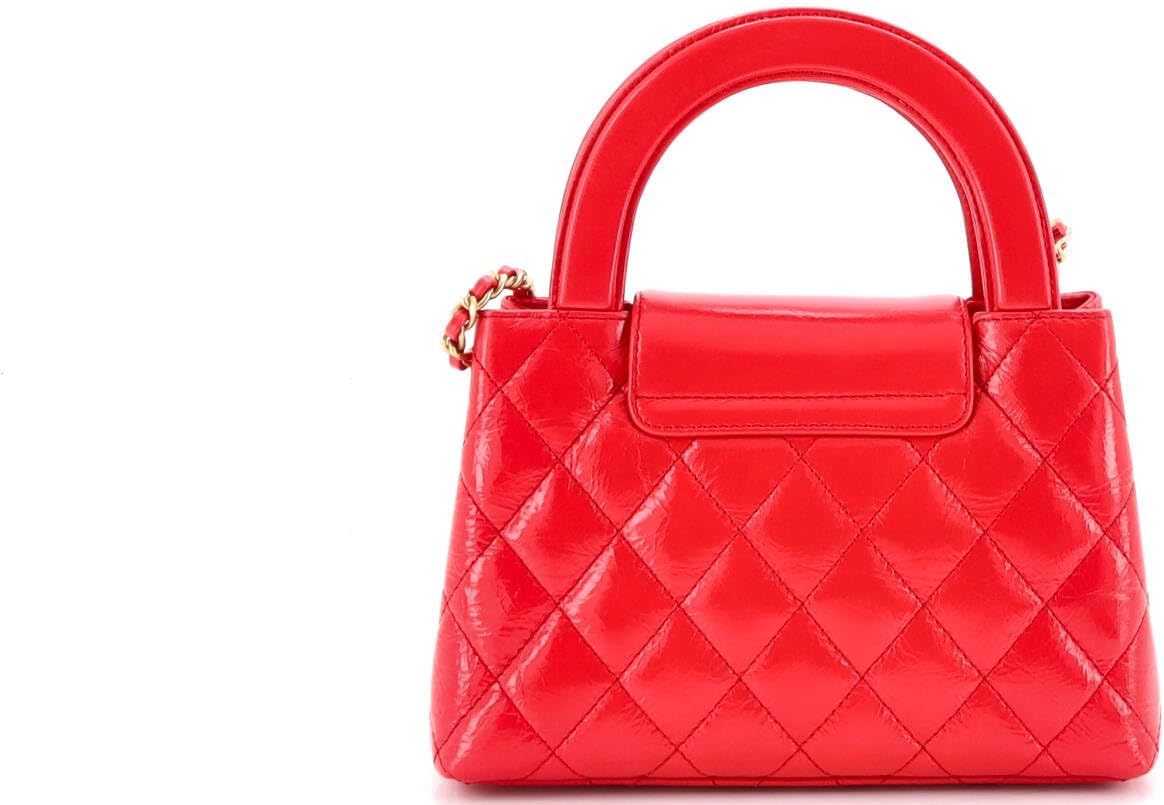 Chanel, Kelly Top Handle Shopping Bag Quilted Shiny Aged Calfskin Mini, Red