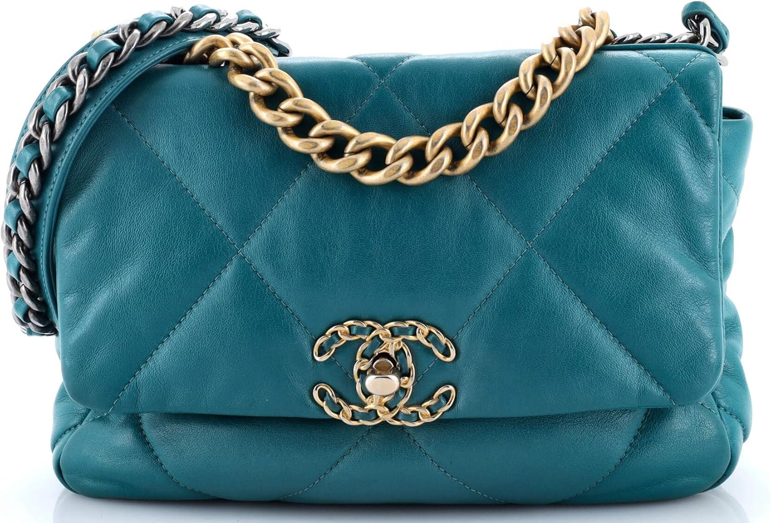 Chanel, 19 Flap Bag Quilted Leather Medium, Green