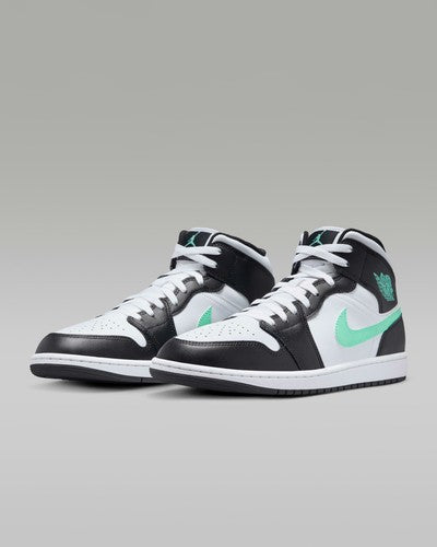 Nike Air Jordan 1 Mid "White/Black/Green Glow" DQ8426-103 Men's [US 7-14]