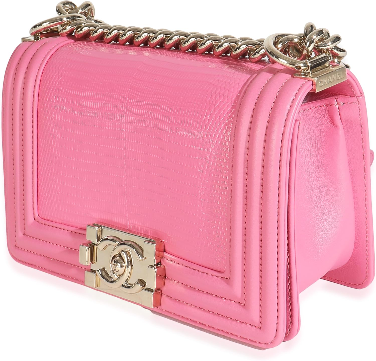Chanel, Pink Lambskin Lizard Small Boy Bag, Pink