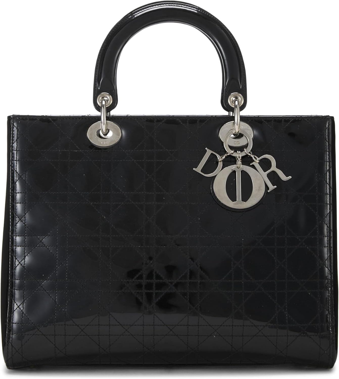 Christian Dior, Black Cannage Patent Leather Lady Dior Large, Black