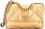 Chanel, 19 Flap Bag Quilted Leather Medium, Gold