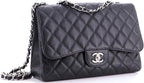 Chanel, Vintage Classic Single Flap Bag Quilted Caviar Jumbo, Black