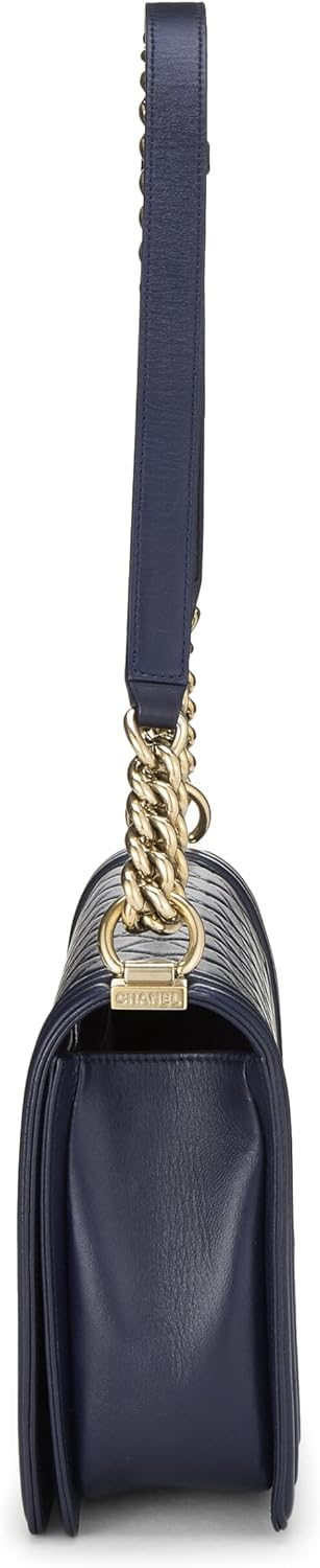 Chanel, Navy Quilted Lambskin Boy Bag Medium, Navy