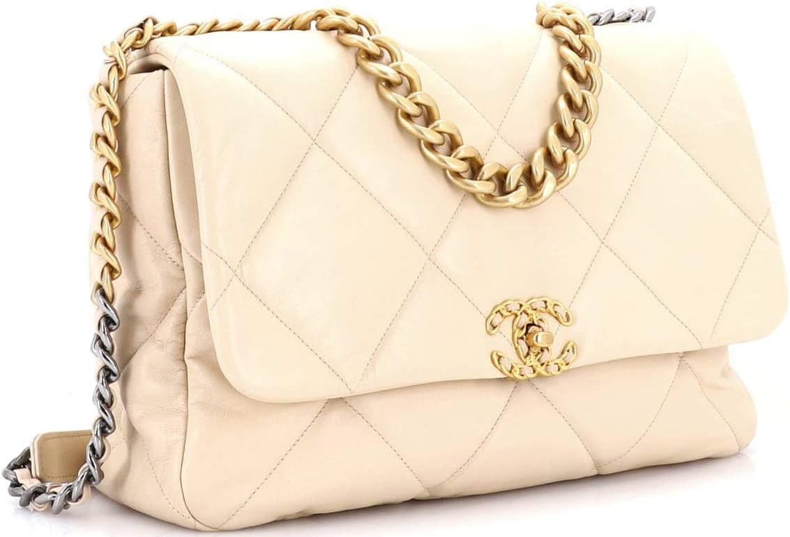 Chanel, 19 Flap Bag Quilted Leather Maxi, Neutral
