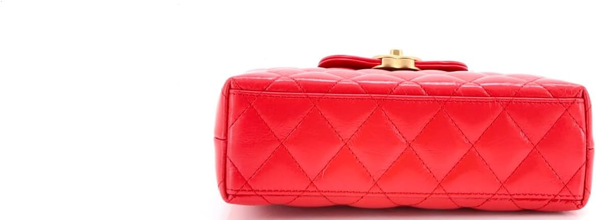 Chanel, Kelly Top Handle Shopping Bag Quilted Shiny Aged Calfskin Mini, Red