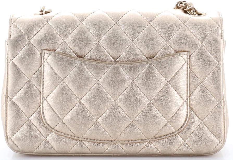 Chanel, Classic Single Flap Bag Quilted Metallic Lambskin Mini, Gold