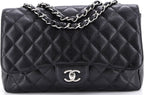 Chanel, Classic Single Flap Bag Quilted Caviar Jumbo, Black