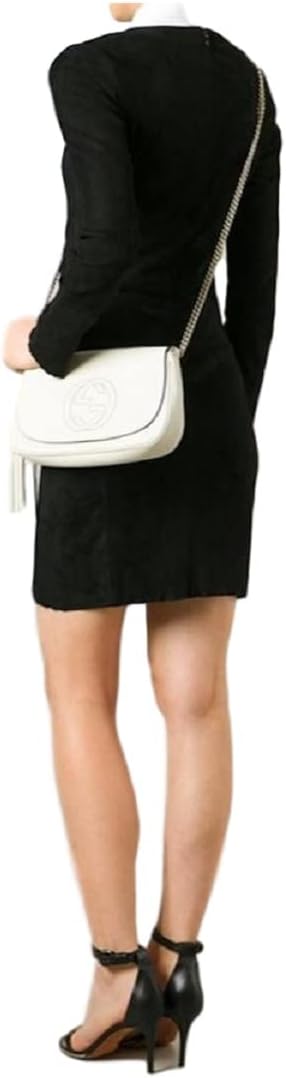 Gucci Soho Off White Leather Handbag Crossbody Clutch Ivory Italy Bag GG NEW