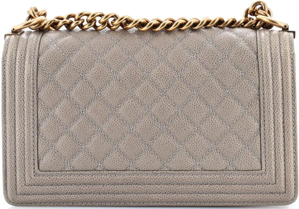 Chanel, Boy Flap Bag Quilted Caviar Old Medium, Gray