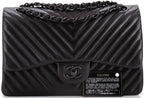 Chanel, So Black Classic Double Flap Bag Chevron Lambskin Jumbo, Black