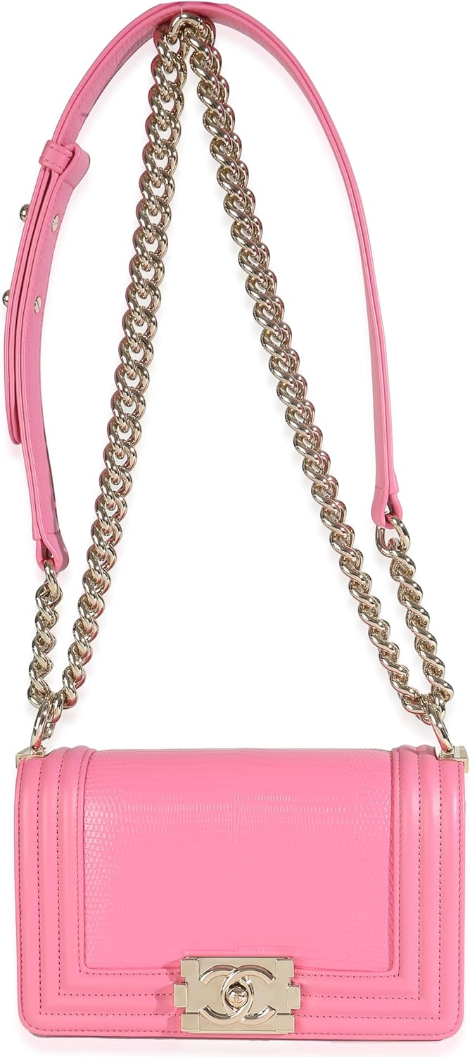 Chanel, Pink Lambskin Lizard Small Boy Bag, Pink