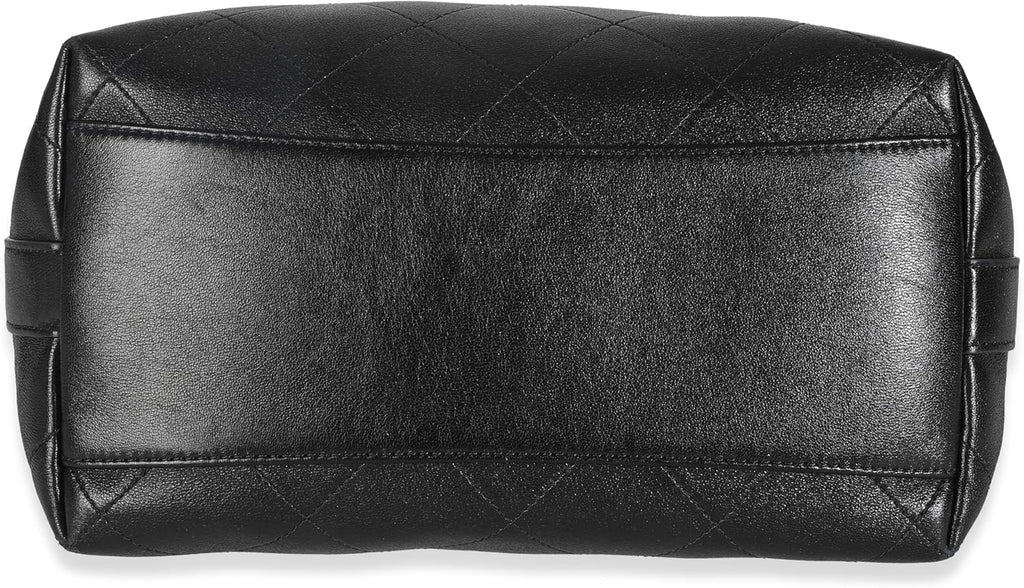 Chanel, Black Quilted Calfskin CC Large Button Bucket Bag, Black