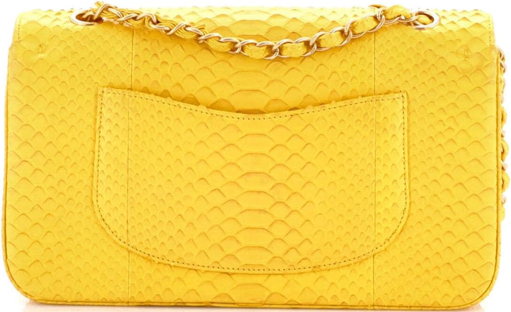 Chanel, Classic Double Flap Bag Python Medium, Yellow