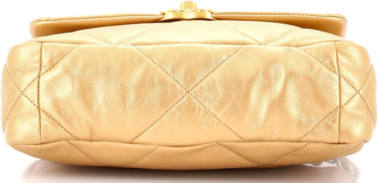 Chanel, 19 Flap Bag Quilted Leather Medium, Gold