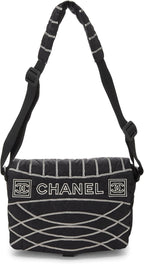 Chanel, Black Quilted Nylon Sportline Messenger Bag, Black