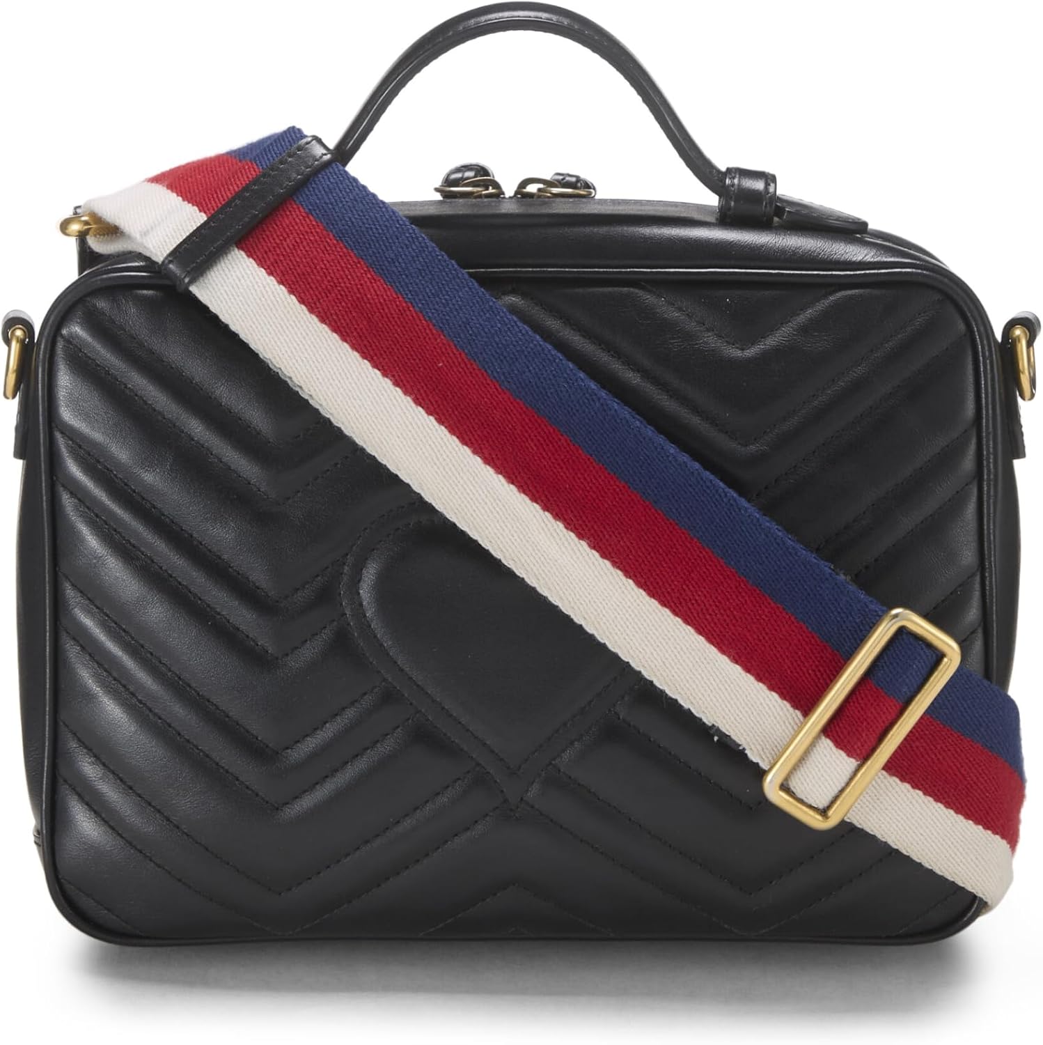 Gucci, Black Leather GG Marmont Top Handle Shoulder Bag Small, Black