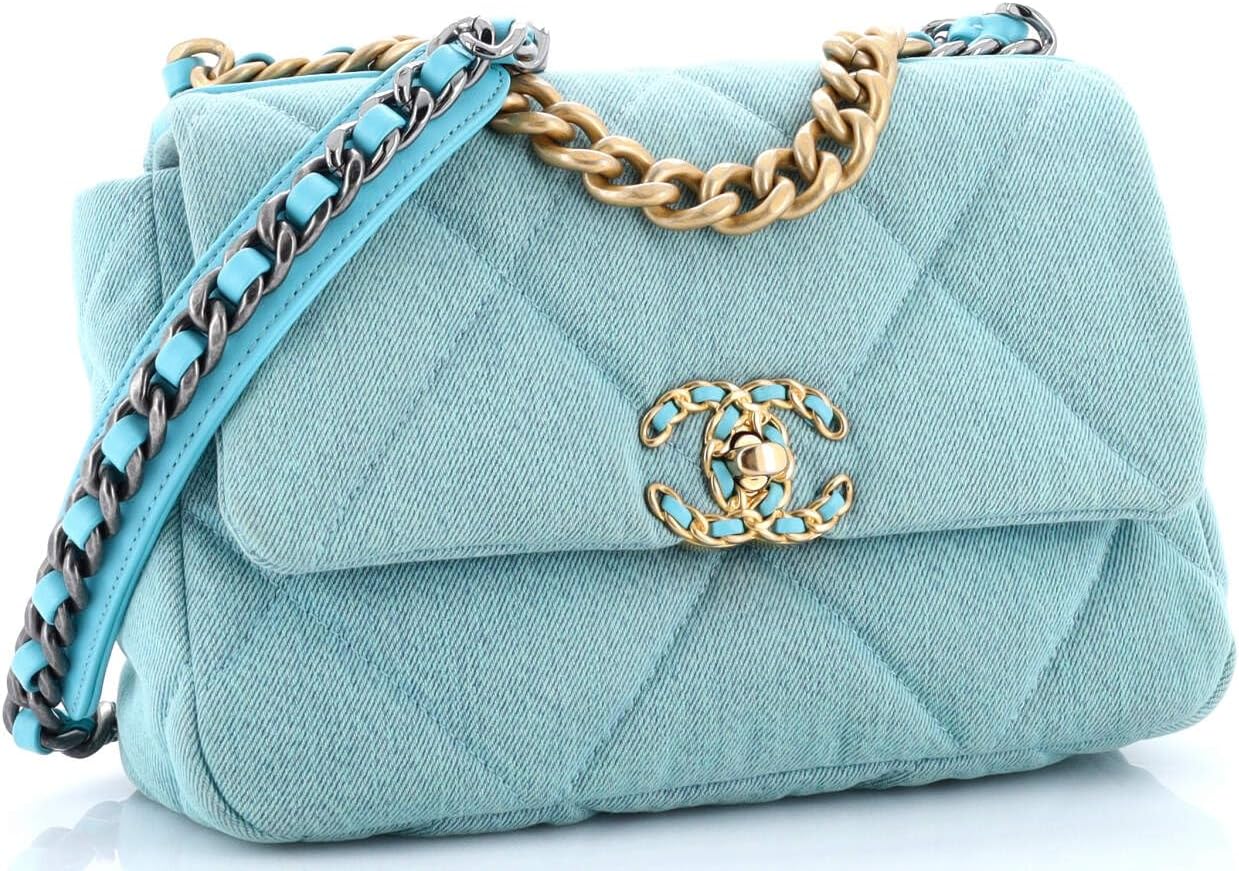 Chanel, 19 Flap Bag Quilted Denim Medium, Blue