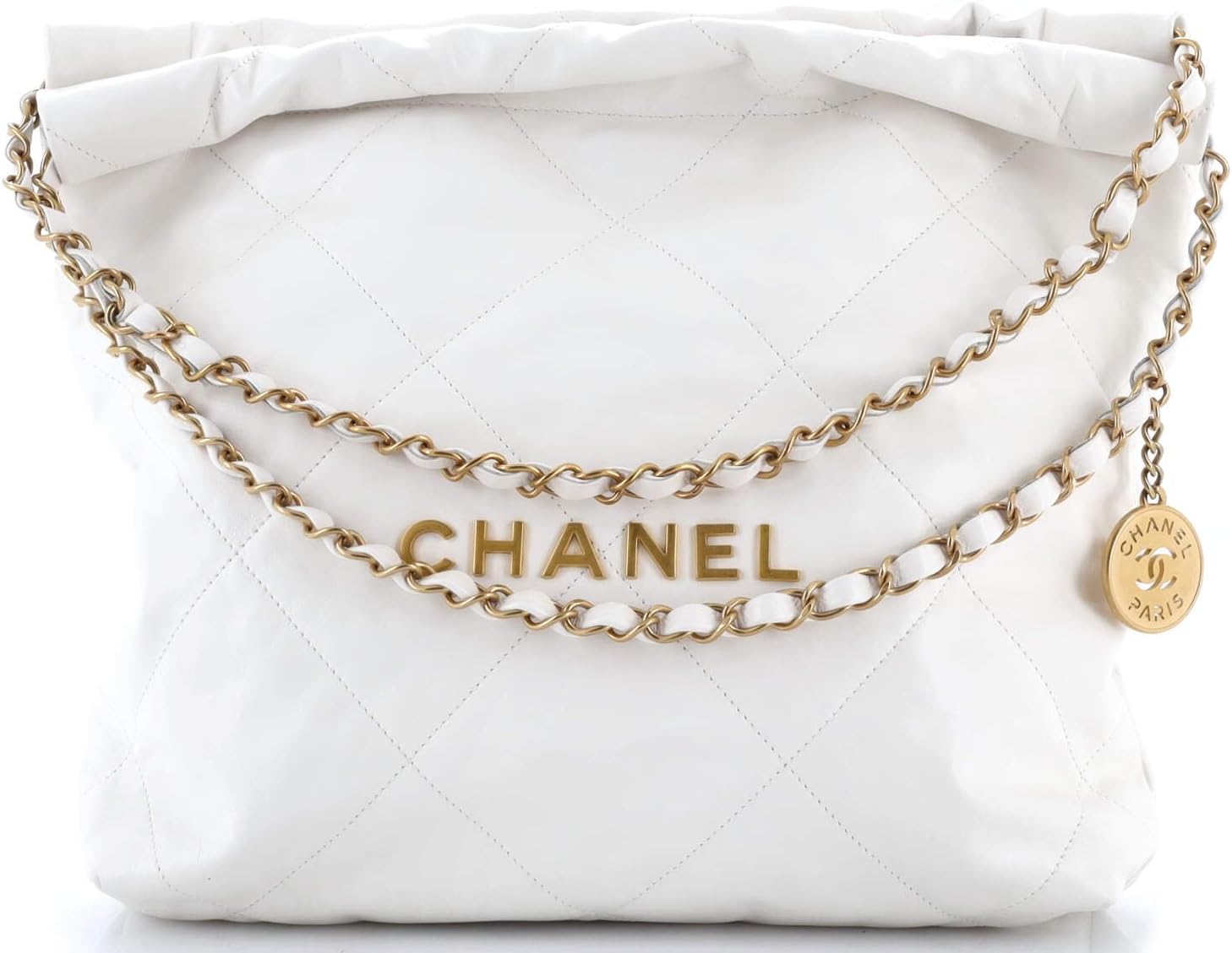 Chanel, 22 Chain Hobo Quilted Calfskin Small, White