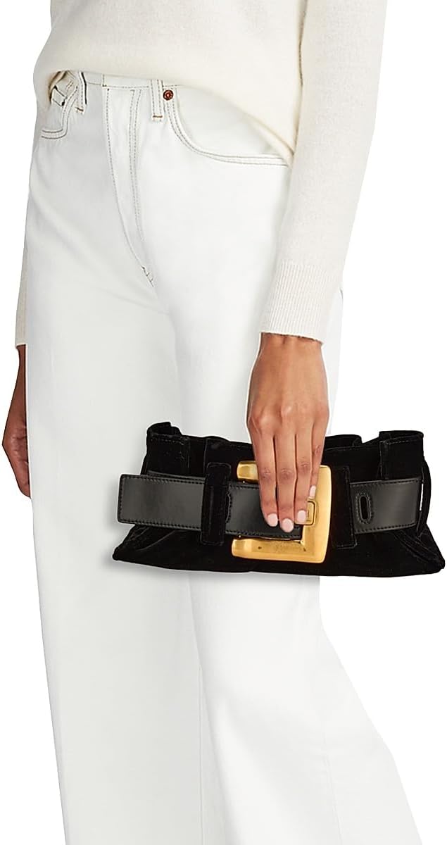 Balmain, Mini Anthem Velvet Shoulder Bag, Noir