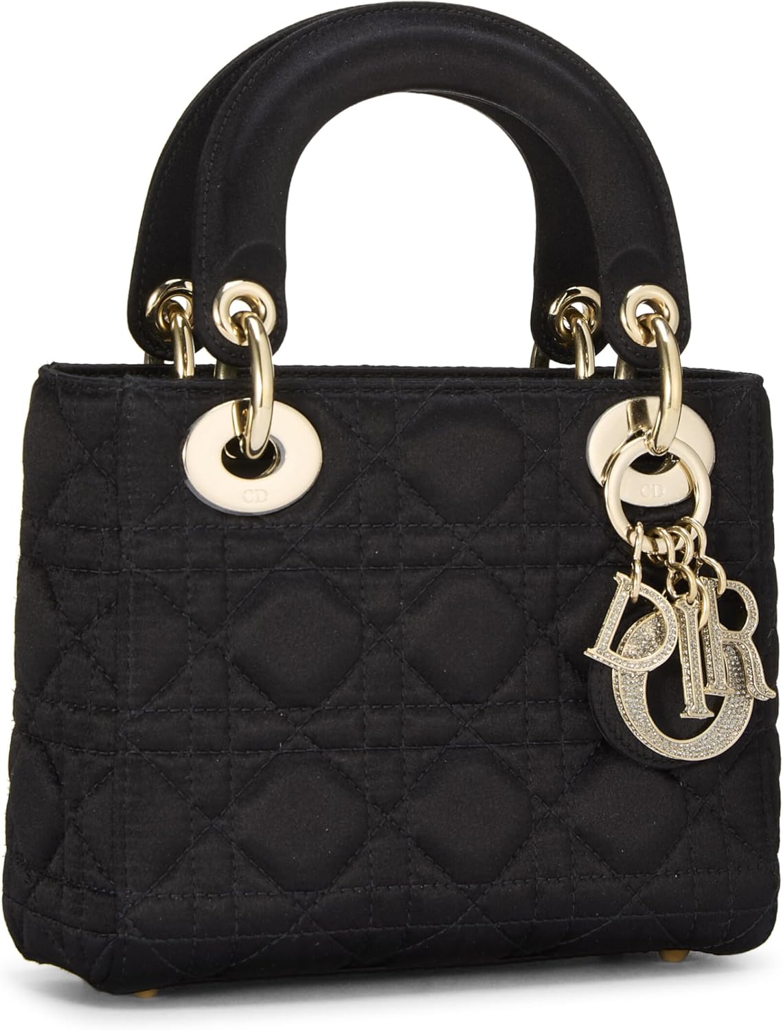 Christian Dior, Black Cannage Satin Lady Dior Mini, Black