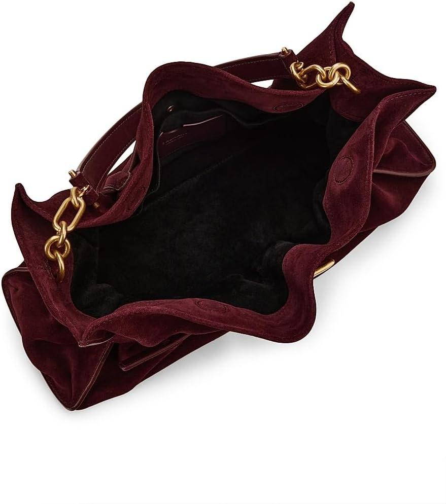 Balmain, Medium Anthem Suede Shoulder Bag, Bordeaux