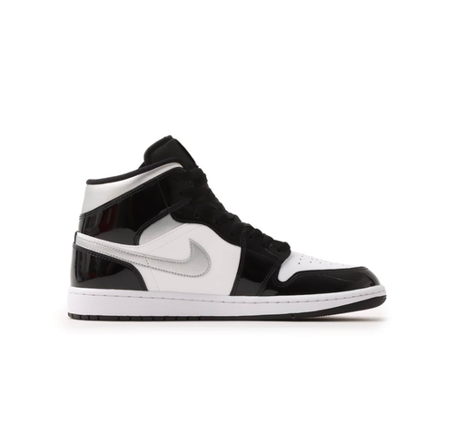 Nike Air Jordan 1 Mid SE Patent Black White Metallic HV0789-010 Men's Size