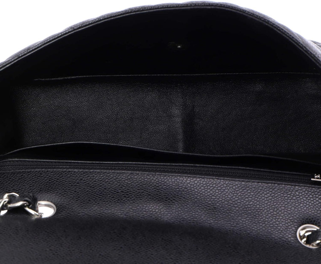 Chanel, Vintage Classic Single Flap Bag Quilted Caviar Jumbo, Black