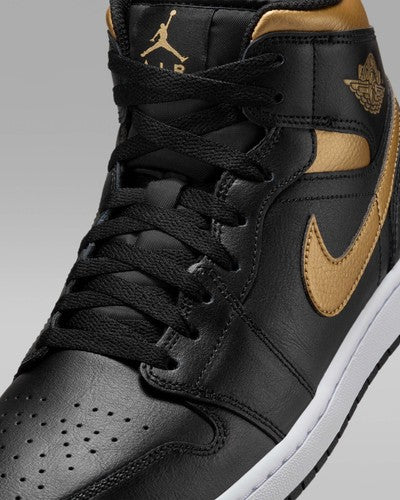 Nike Air Jordan 1 Mid "Black/Metallic Gold" DQ8426-071 Sneakers [US 7-15]