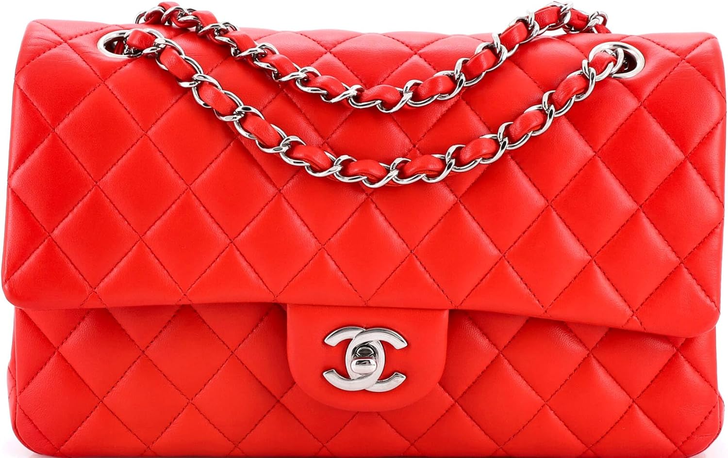 Chanel, Classic Double Flap Bag Quilted Lambskin Medium, Red