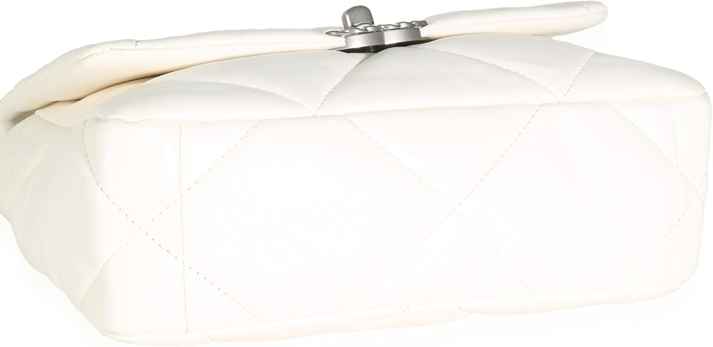 Chanel, White Quilted Lambskin Small 19 Flap Bag, White