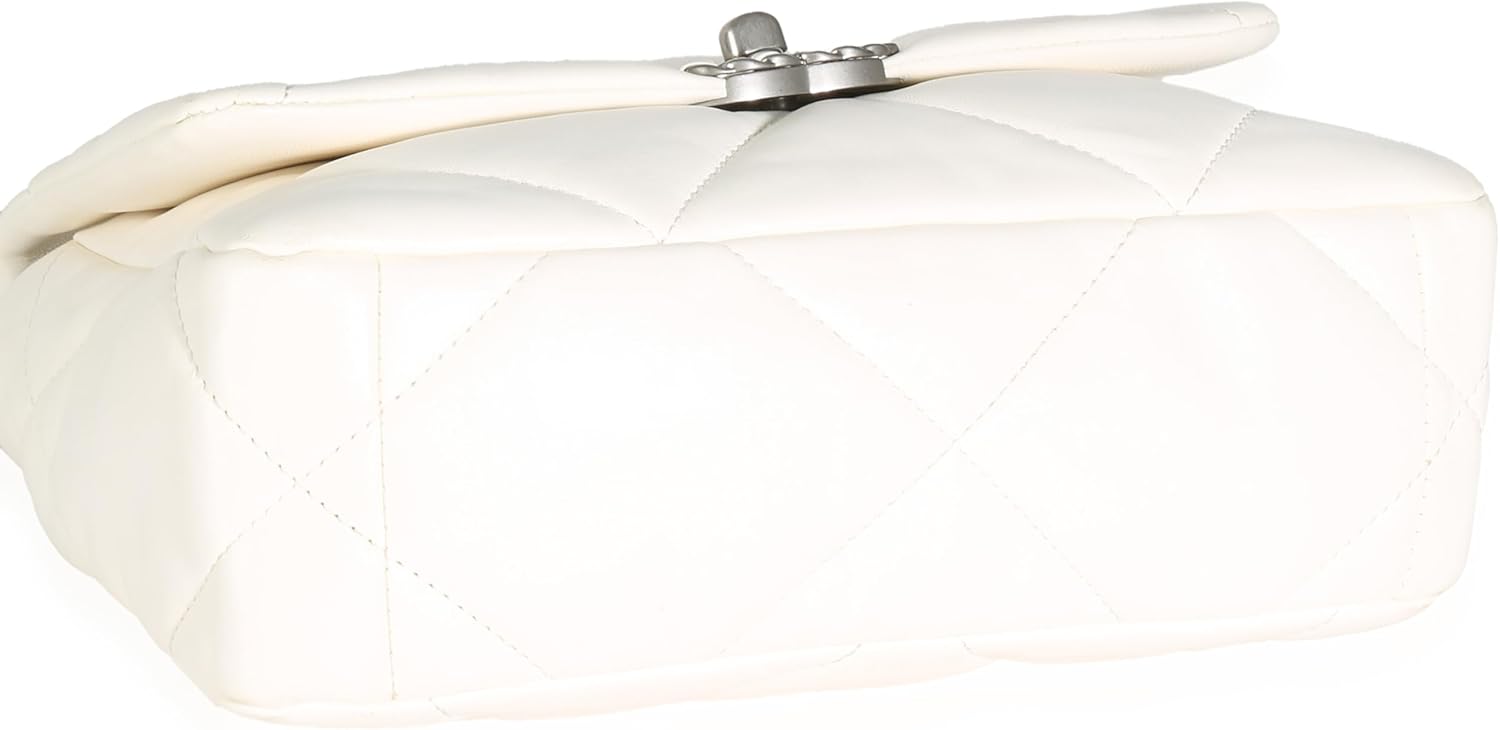 Chanel, White Quilted Lambskin Small 19 Flap Bag, White