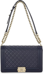 Chanel, Navy Quilted Lambskin Boy Bag Medium, Navy