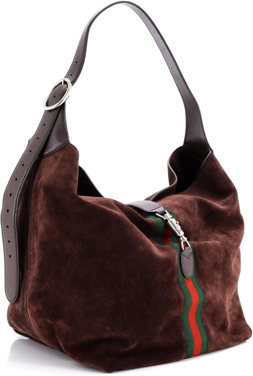 Gucci, Web Jackie 1961 Soft Shoulder Bag Suede Medium, Brown