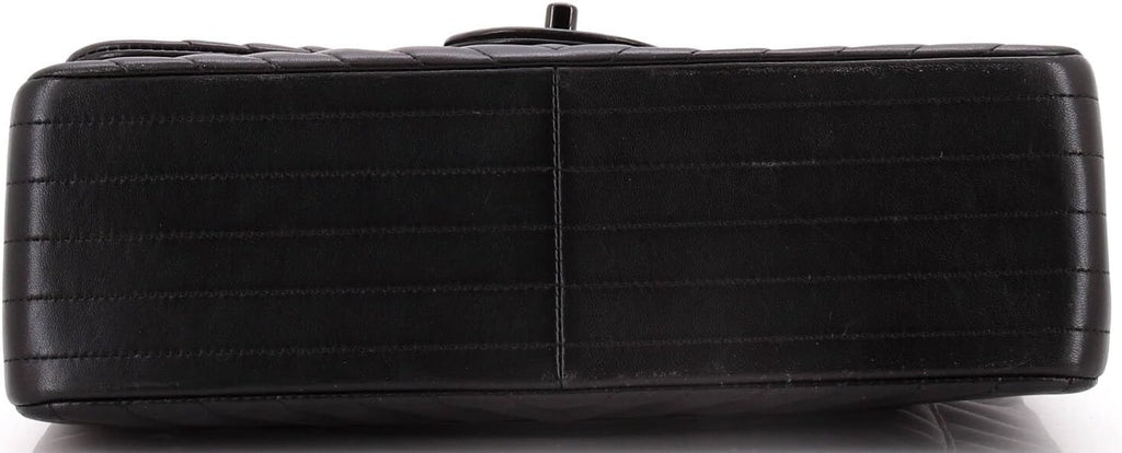 Chanel, So Black Classic Double Flap Bag Chevron Lambskin Jumbo, Black