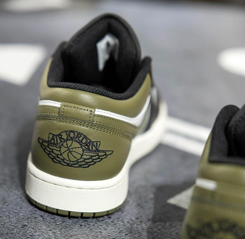 Nike Air Jordan 1 Low Black Toe Medium Olive 553558-092 Men's Size