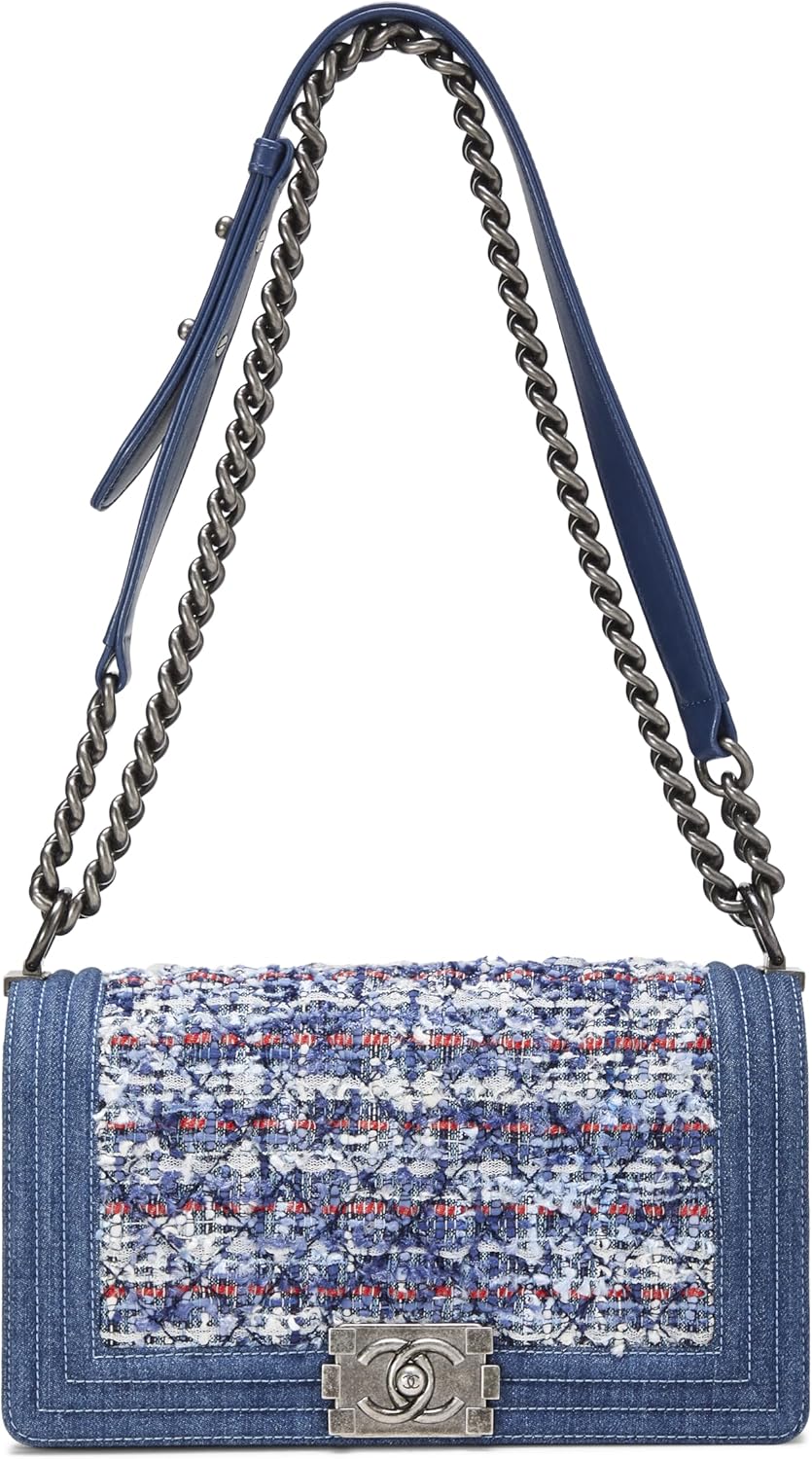 Chanel, Blue Denim & Bouclé Boy Bag Medium, Blue