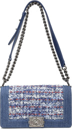 Chanel, Blue Denim & Bouclé Boy Bag Medium, Blue