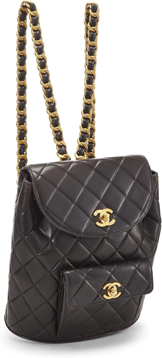 Chanel, Quilted Lambskin ; Classic Backpack Medium, Black : Clothing, Shoes & Jewelry