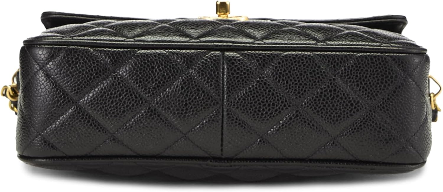 Chanel, Black Quilted Caviar Pocket Camera Bag Medium, Black