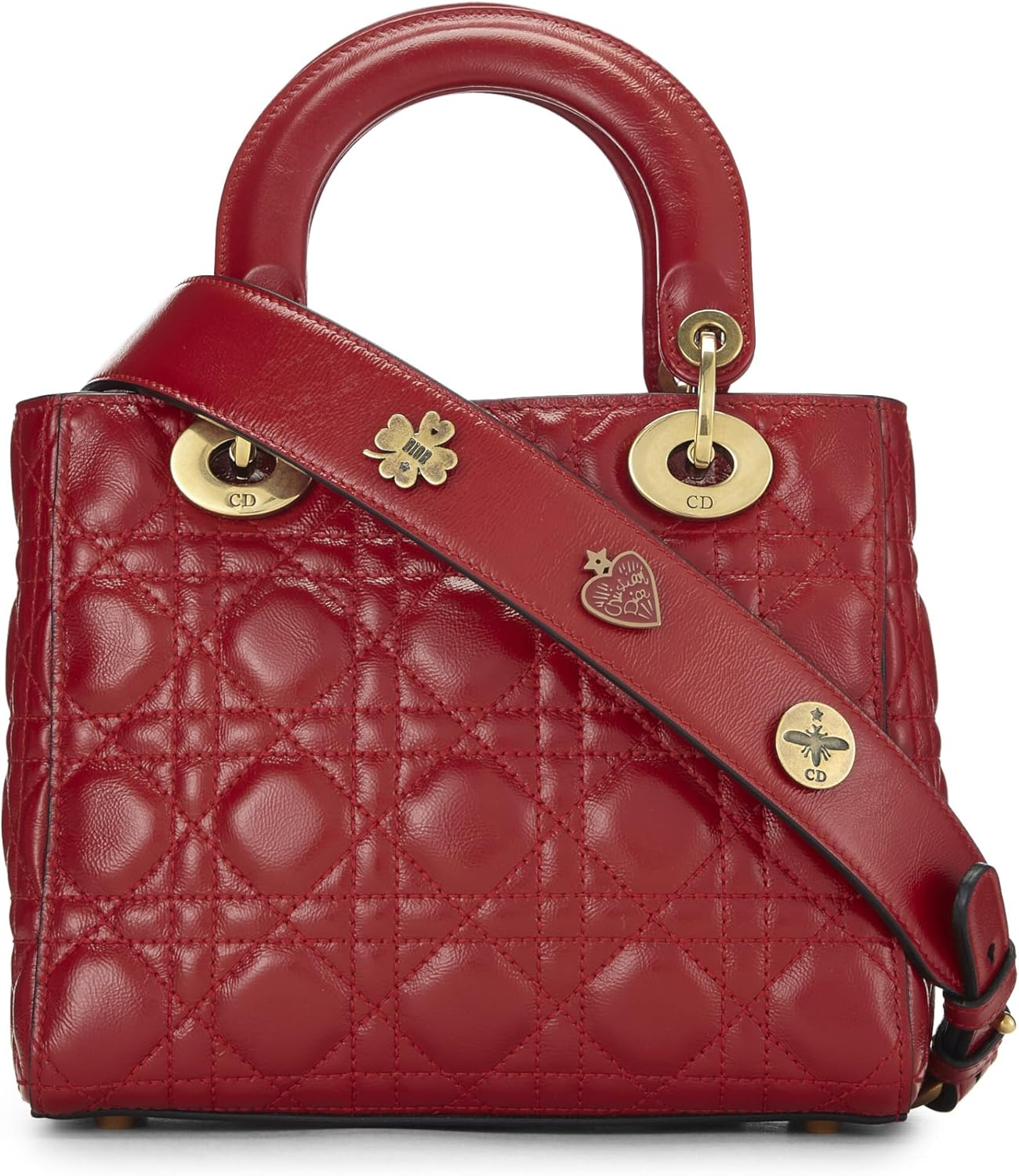 Christian Dior, Red Calfskin My Lady Dior Lucky Charm Small, Red