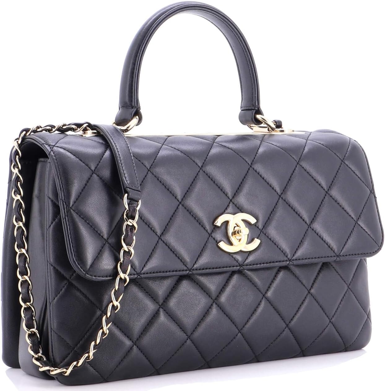 Chanel, Trendy CC Top Handle Bag Quilted Lambskin Medium, Black