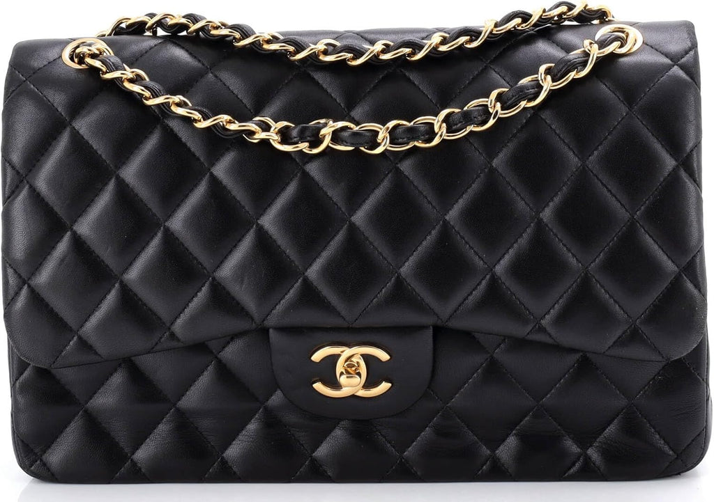 Chanel, Classic Double Flap Bag Quilted Lambskin Jumbo, Black