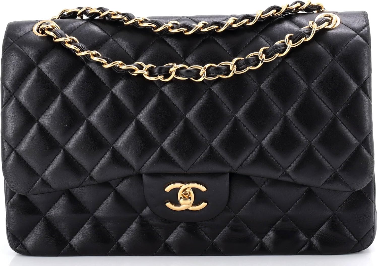 Chanel, Classic Double Flap Bag Quilted Lambskin Jumbo, Black